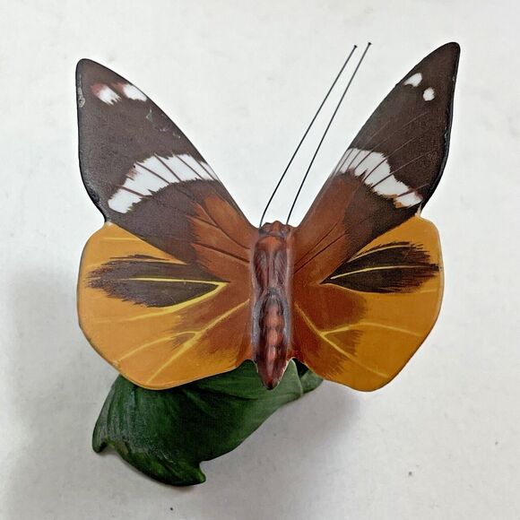Franklin Mint Hargreaves Butterflies of the World Tufted Jungle King Blue Flower - Picture 1 of 11